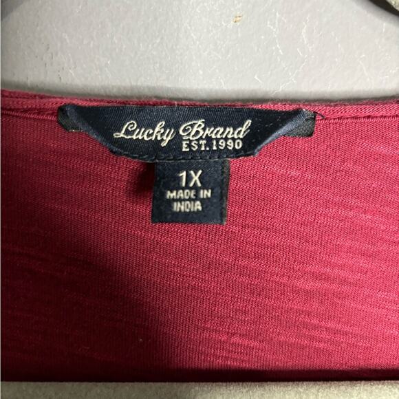Lucky Brand Maroon Embroidered Long Sleeve Tunic Plus Size 1X - Picture 4 of 6